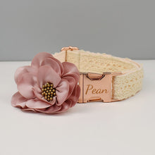 Lace Collar With Pink Flower: Free Engrave Dog Collar Leash Set - CurliTail