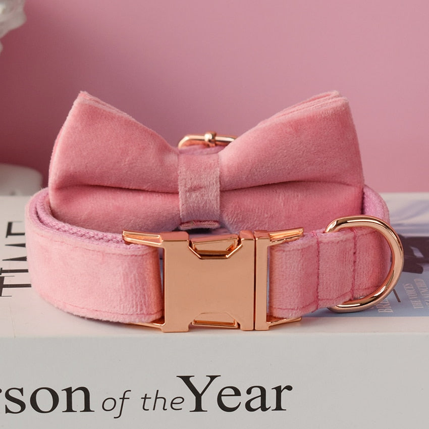 Magical Pink Shades: Personalized Bow Collar and Leash Set - CurliTail