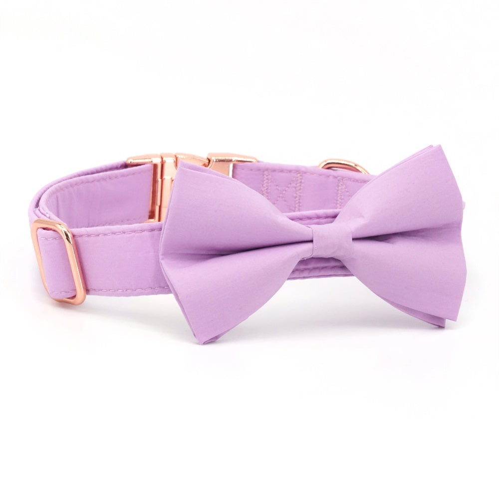 Solid Purple Personalized Bow Collar and Leash Set
