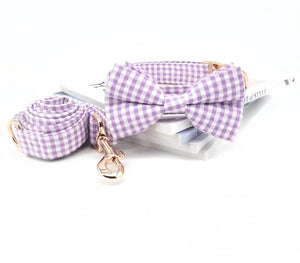 Classical Purple Checks : Personalized Pet ID Bow collars