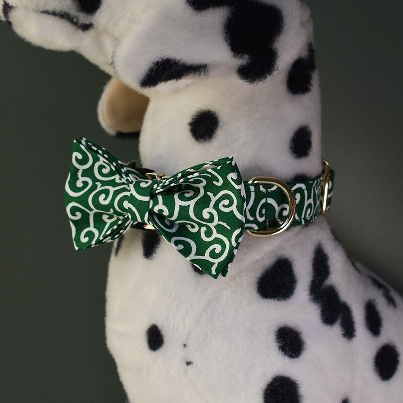 Patterns In Green: Personalized Collar And Leash - CurliTail