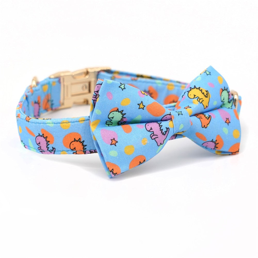 Funny Dinosaurs: Personalized Collar Bow with Matching Leash