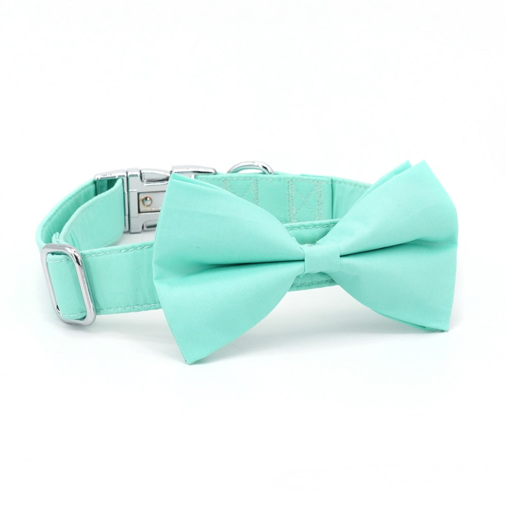 Solid Sea Green Personalized Bow Collar and Leash Set