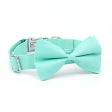 Solid Sea Green Personalized Bow Collar and Leash Set - CurliTail