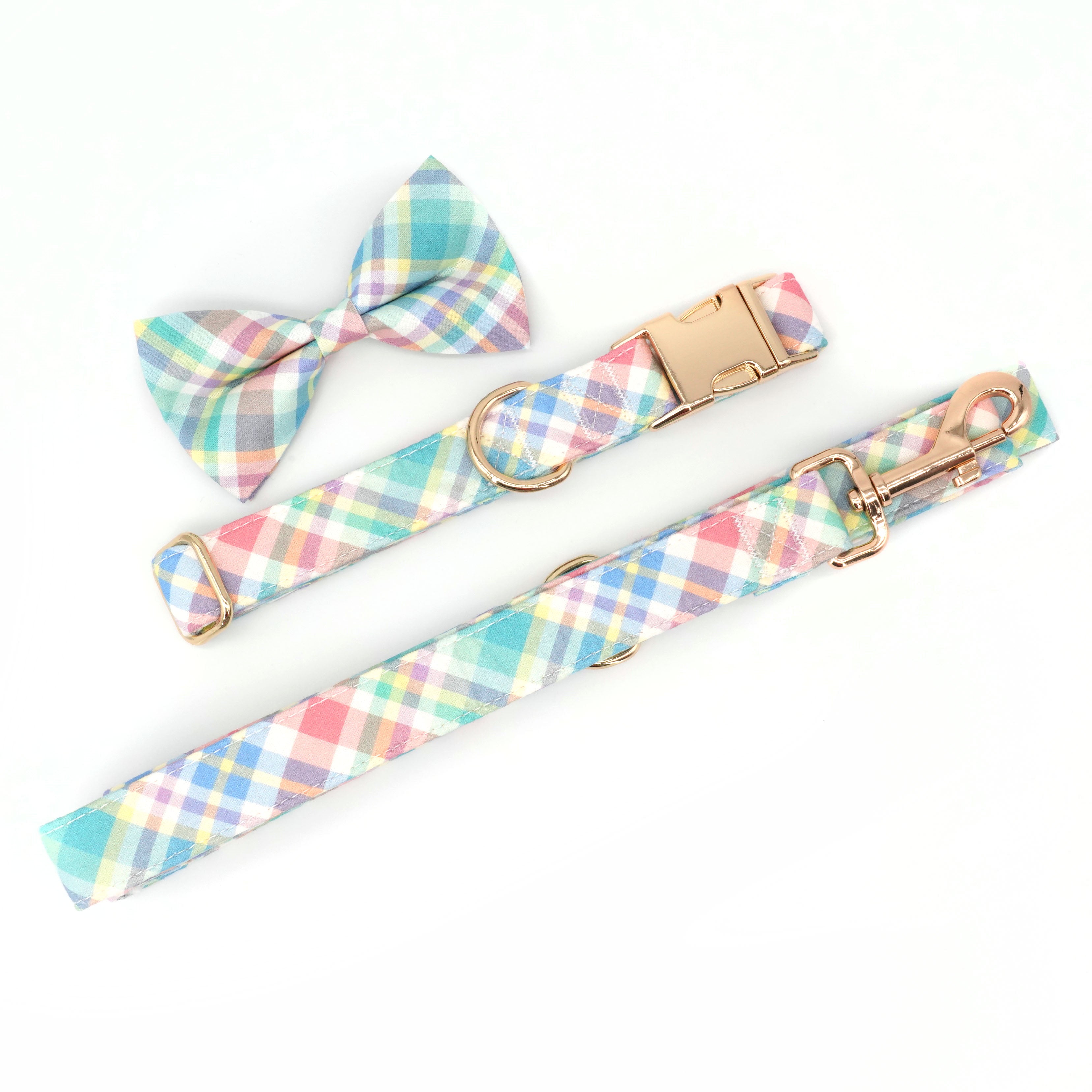 Summer Plaid Fashions: Personalized Collar And Leash