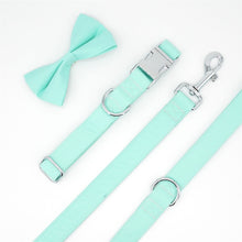 Solid Sea Green Personalized Bow Collar and Leash Set - CurliTail
