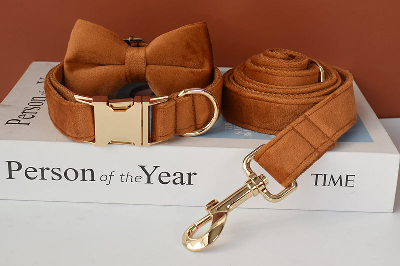 Blissfull Brown Shades: Personalized Flower Collar and Leash Set