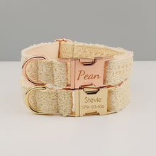 Lace Collar With Pink Flower: Free Engrave Dog Collar Leash Set - CurliTail