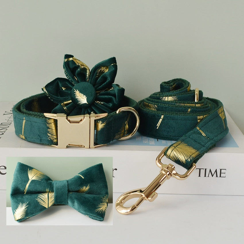 Sparkle With Green: Personalized Pet Flower Collar And Leash