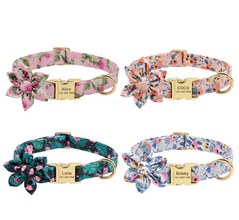 Floral Dog Collars Dog ID Collars Leash Set Personalized Dog Collars  Wedding dog collars Curlitail