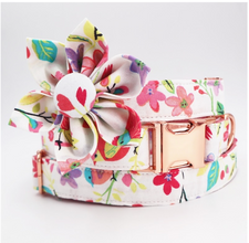 Floral Dog Collars Dog ID Collars Leash Set Personalized Dog Collars Wedding dog collars Beautiful wedding lace collars Curlitail