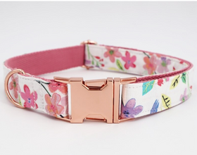 Floral Dog Collars Dog ID Collars Leash Set Personalized Dog Collars Wedding dog collars Beautiful wedding lace collars Curlitail