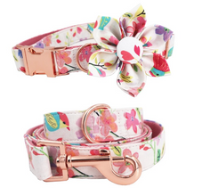 Floral Dog Collars Dog ID Collars Leash Set Personalized Dog Collars Wedding dog collars Beautiful wedding lace collars Curlitail