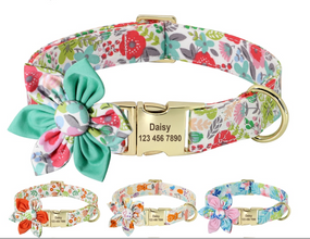 Floral Dog Collars Dog ID Collars Leash Set Personalized Dog Collars Wedding dog collars Beautiful wedding lace collars Curlitail
