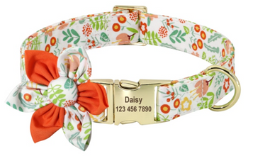 Floral Dog Collars Dog ID Collars Leash Set Personalized Dog Collars Wedding dog collars Beautiful wedding lace collars Curlitail