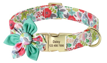 Floral Dog Collars Dog ID Collars Leash Set Personalized Dog Collars Wedding dog collars Beautiful wedding lace collars Curlitail