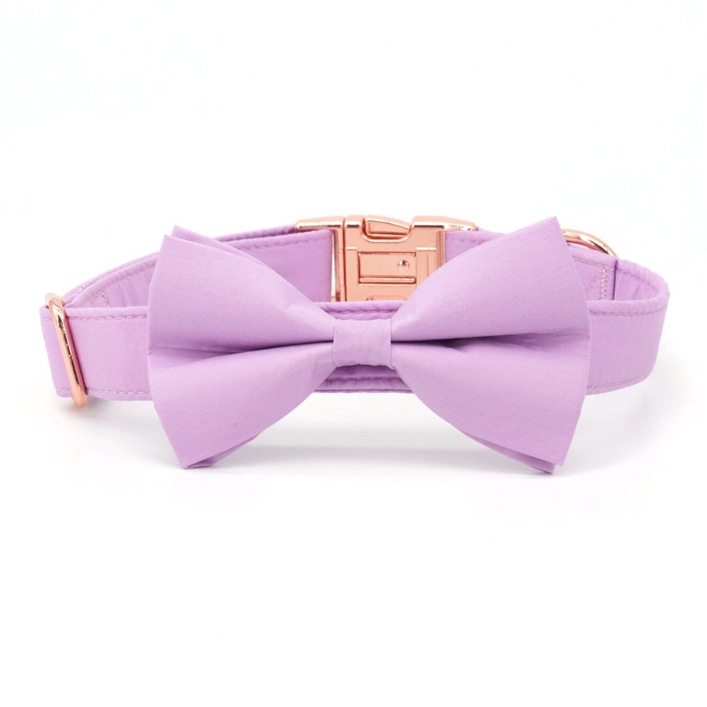 Solid Purple Personalized Bow Collar and Leash Set