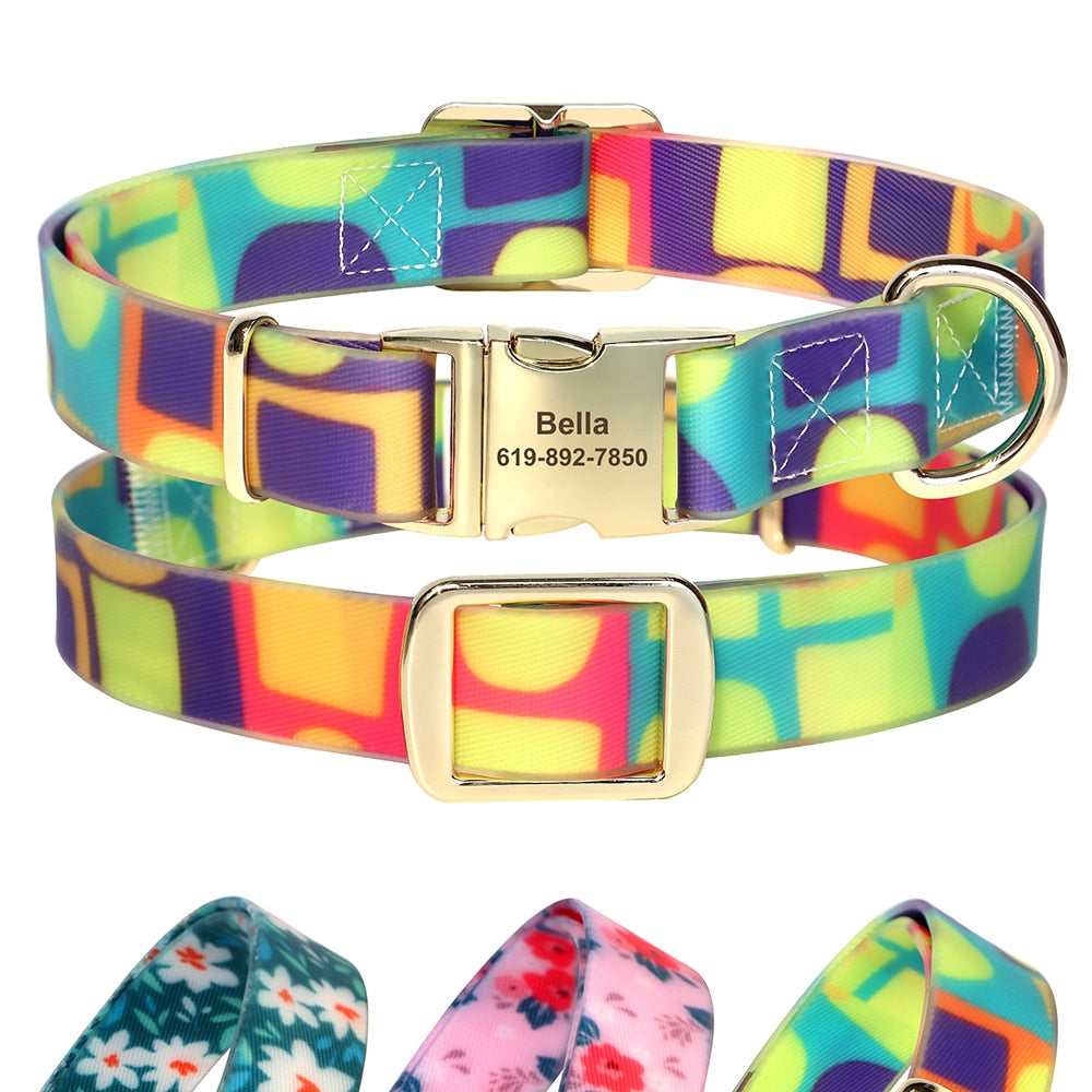Printed Waterproof Personalized Collars And Leashes - CurliTail