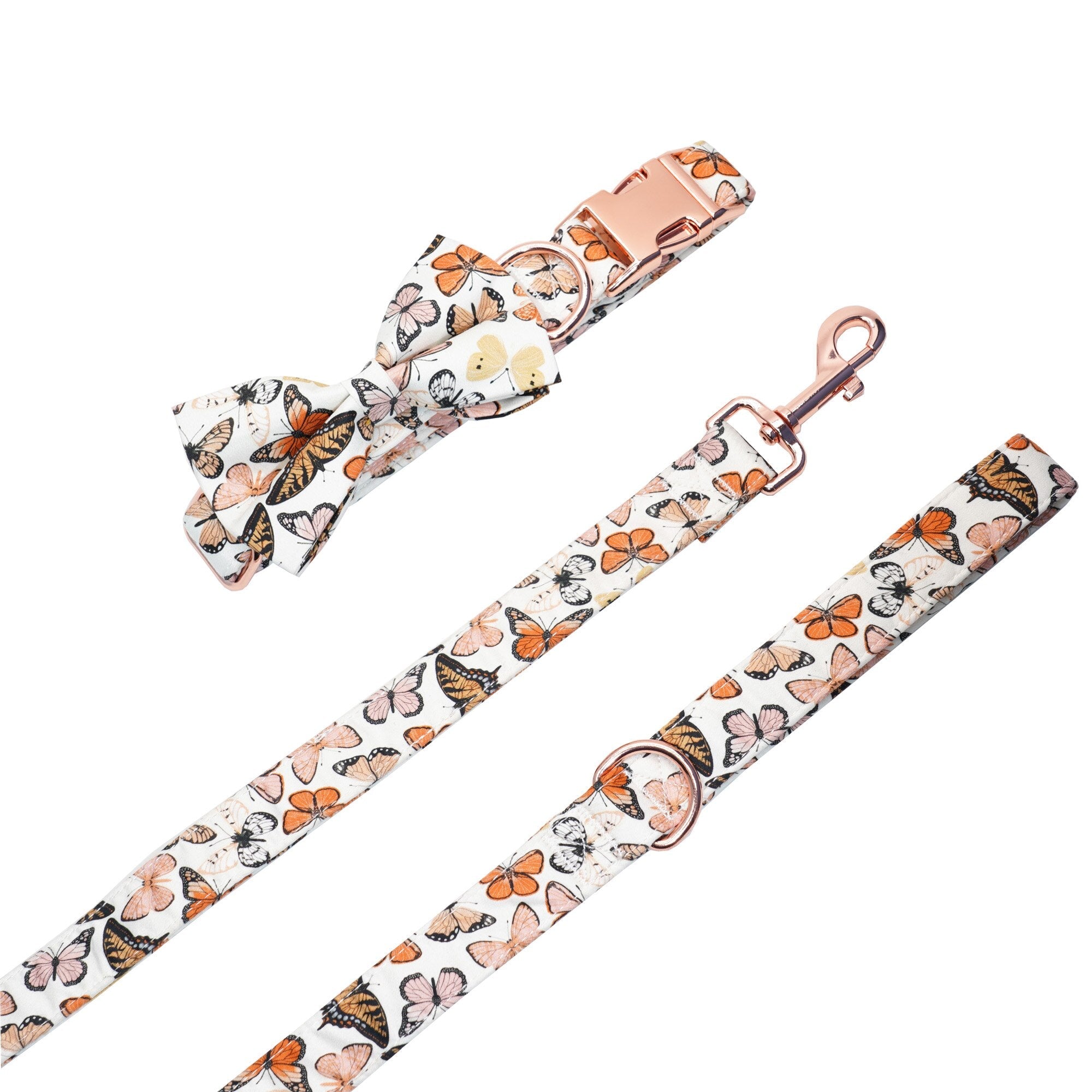 Breezy Butterflies: Personalized Bow collar And Leash Set. - CurliTail