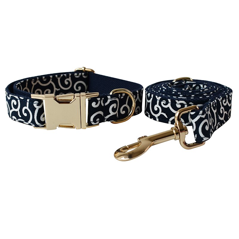 Patterns In Blue: Personalized Collar And Leash - CurliTail