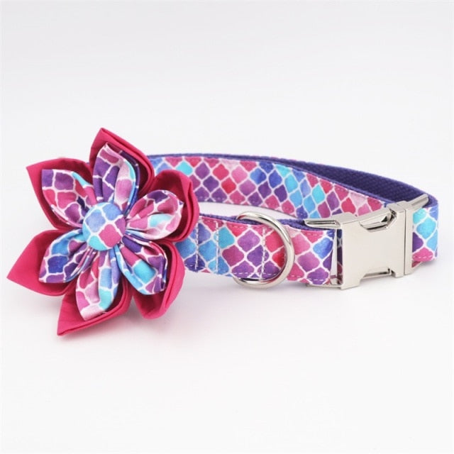Mermaid Flower Dog Collar Leash Set | Personalized