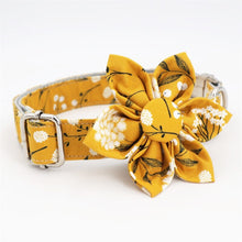 Trendy Mustard Yellow Floral Flower Collar |  Personalized Dog ID Collars - CurliTail