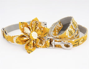 Trendy Mustard Yellow Floral Flower Collar |  Personalized Dog ID Collars - CurliTail