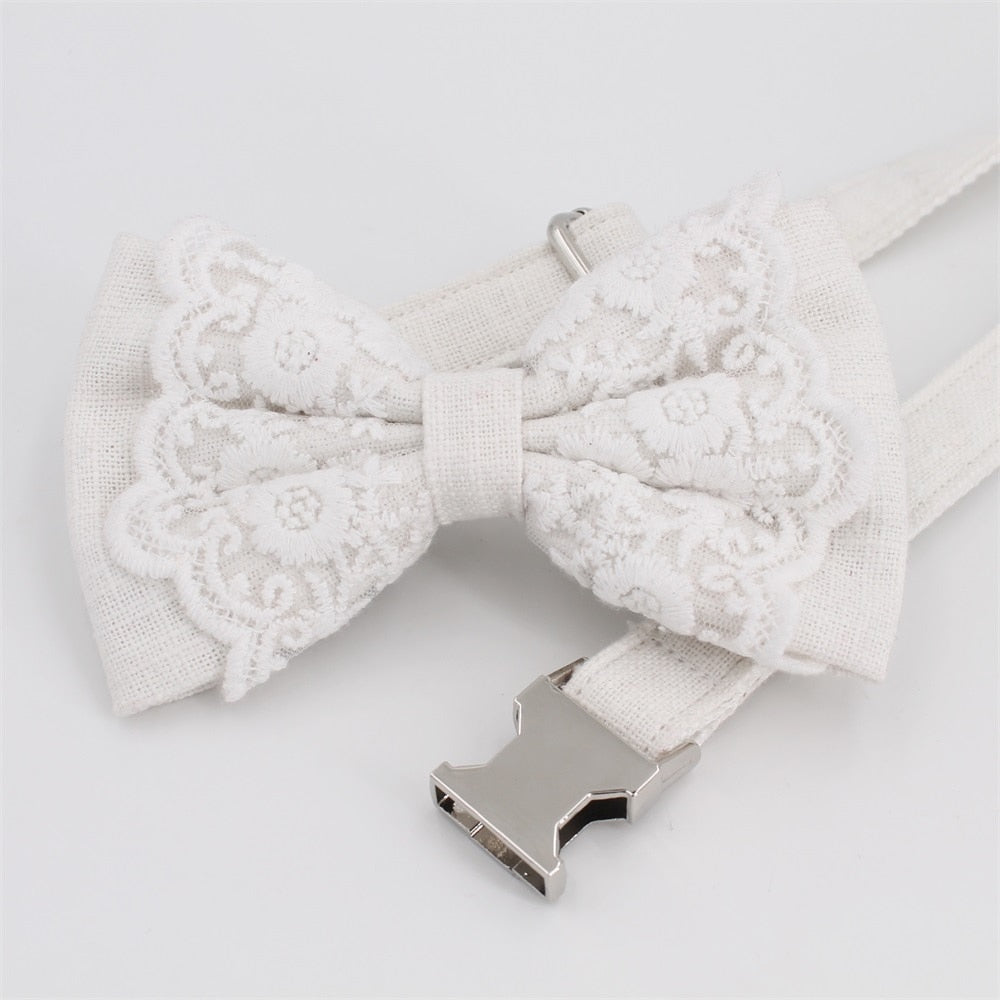 Free Engraving | Wedding Dog Collar Bow Tie with matching bandana for Dog&Cat Collar Pet Accessories