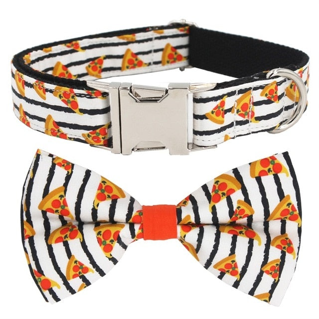 Popular Pizza Design Dog Collar And Leash | Personalized - CurliTail