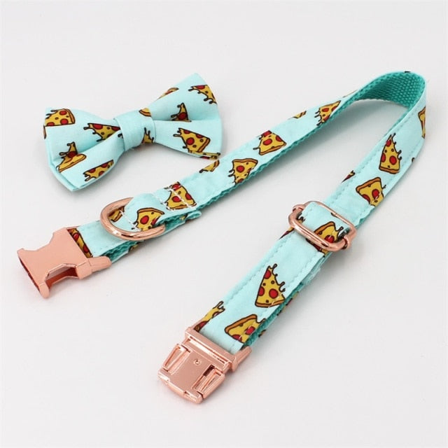 Popular Pizza Design Dog Collar And Leash | Personalized - CurliTail