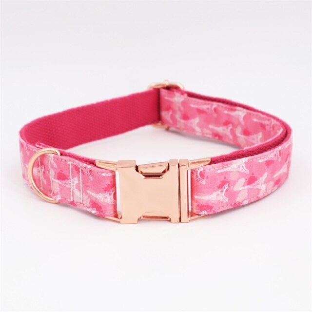 Personalized Pet Dog ID Collar In Pink Patterns
