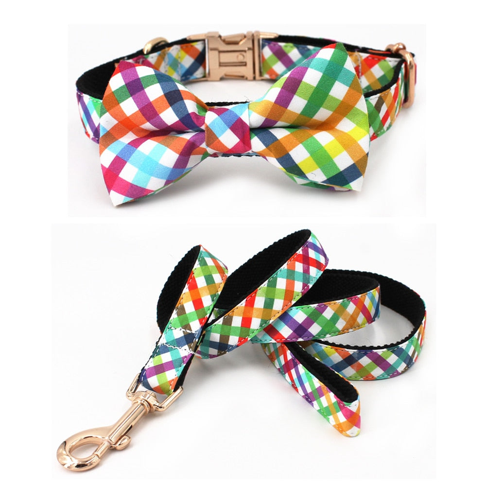 Fashion Colorful Personalized Dog ID Collar Leash set - CurliTail