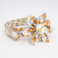 Free Engraving | Personalized Flower Dog ID Collars Leash Set | Yellow Floral Flower Dog ID Collar - CurliTail