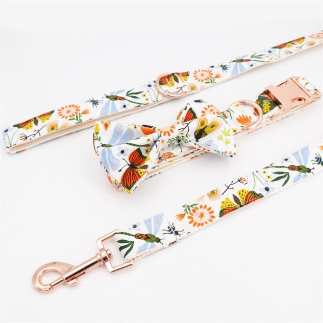 Butterflies Collar And Leash Set: Personalized Collars - CurliTail
