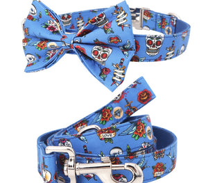 Scary Skulls: Personalized Bow Collar And Leash