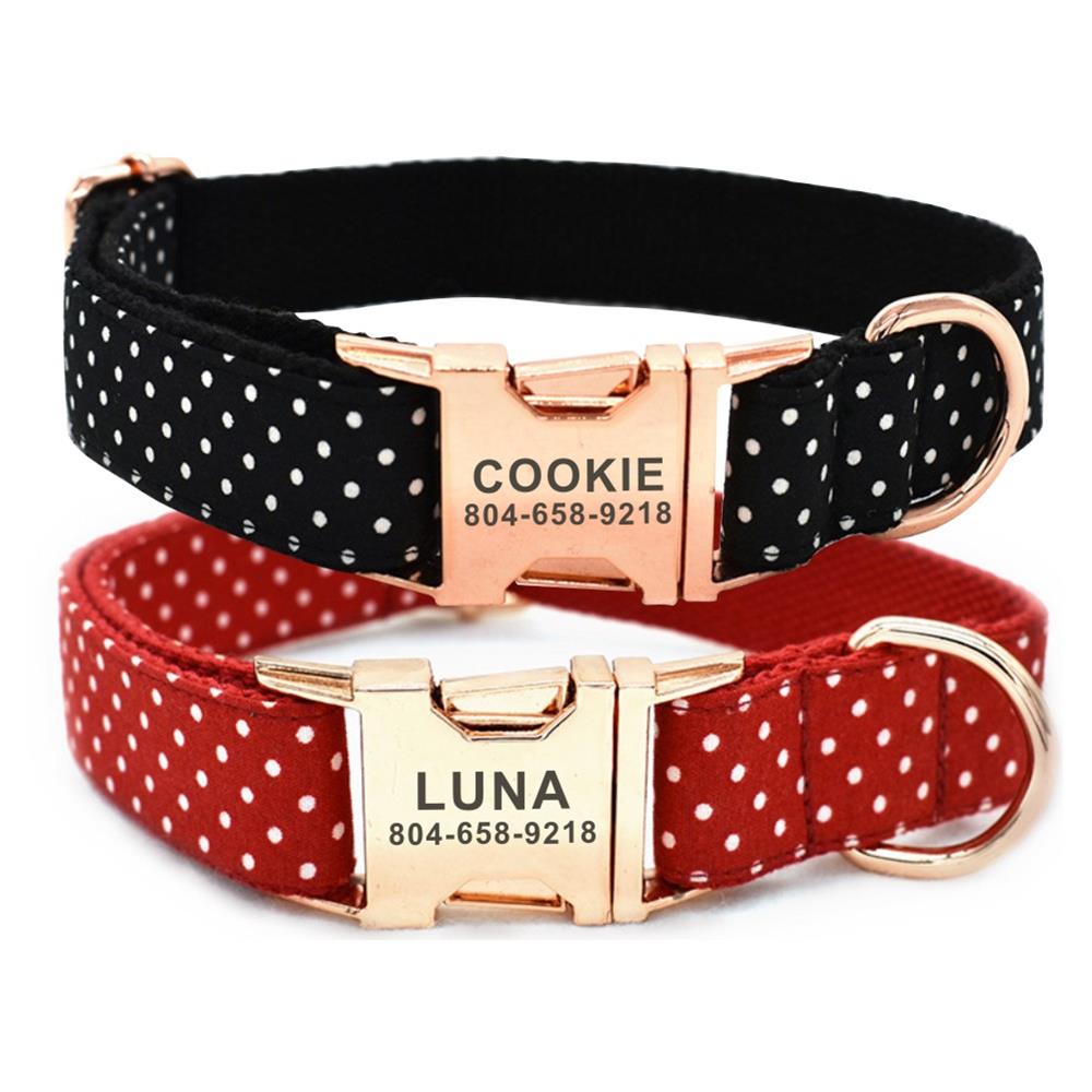 Personalized Polka Dots Pet Collar And Leash - CurliTail