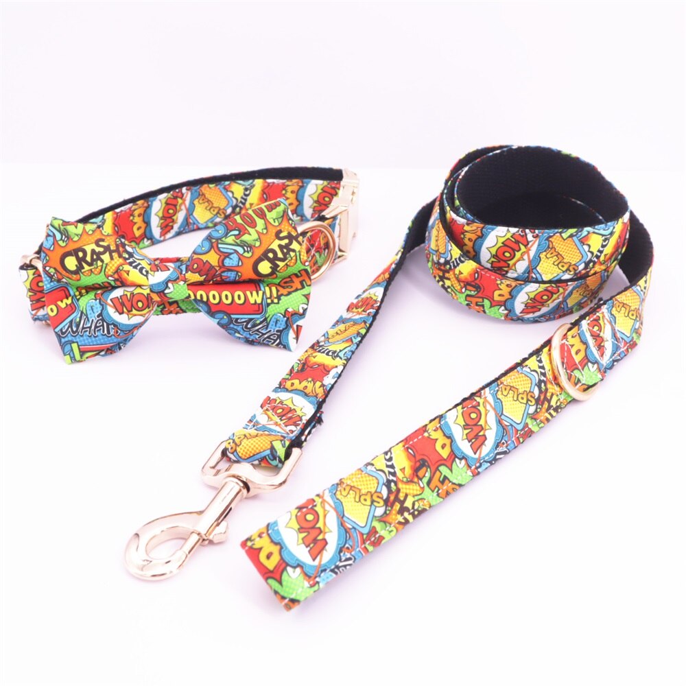 Crash Dog Collar Bow Tie And Leash| Personalized