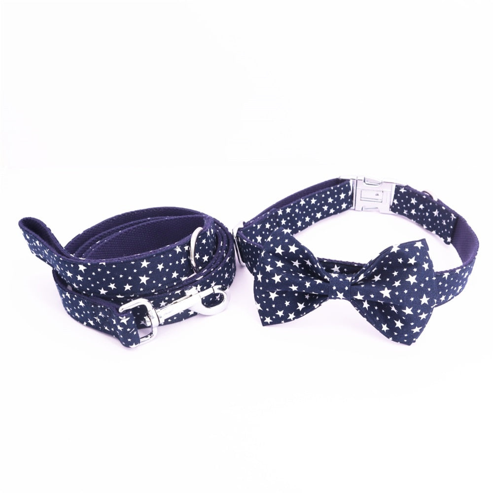 Shiny Stars: Personalized Bow Collar And Leash - CurliTail