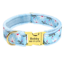 Free Engraving | Flannel Padded Dog Collar Personalized Collar Engraved ID Tag Collar - CurliTail