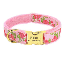 Free Engraving | Flannel Padded Dog Collar Personalized Collar Engraved ID Tag Collar - CurliTail