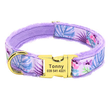 Free Engraving | Flannel Padded Dog Collar Personalized Collar Engraved ID Tag Collar - CurliTail