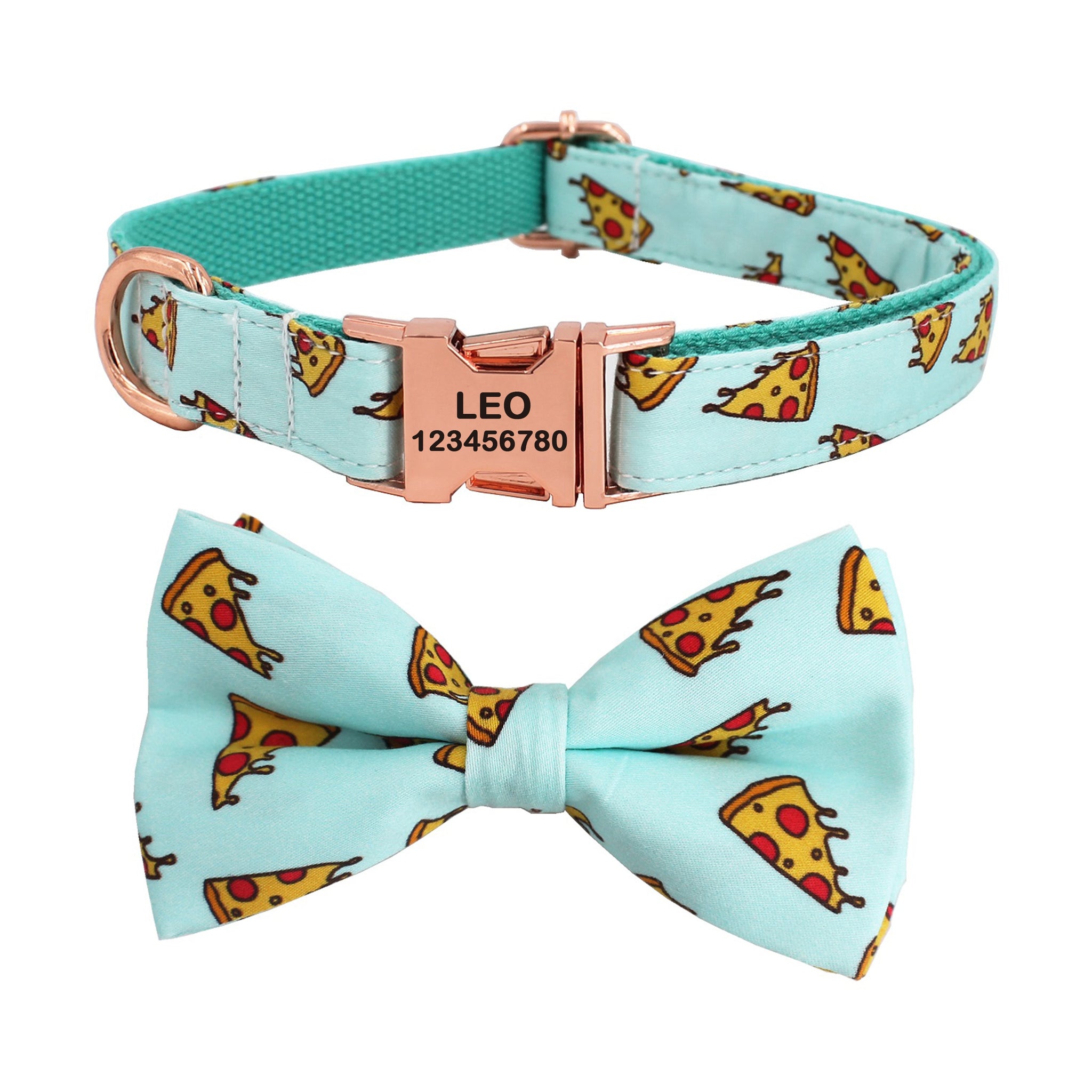 Popular Pizza Design Dog Collar And Leash | Personalized - CurliTail