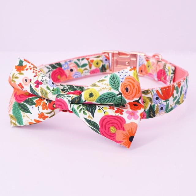 Magical Florals Bow Collar And Leash: Personalized - CurliTail
