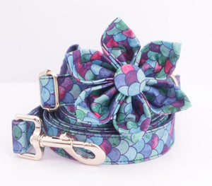 Blue Pink Bubble Flower Dog Collars | Personalized Dog ID Collars
