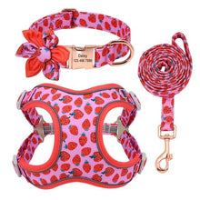 Strawberry Love: Personalized SET: Collar, Leash And Harness - CurliTail