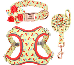Cherry Fruit Love: Personalized SET/Collar, Leash And Harness
