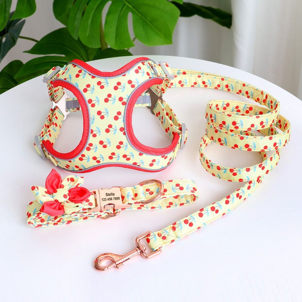 Cherry Fruit Love: Personalized SET/Collar, Leash And Harness