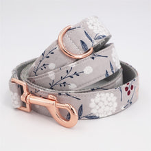 Grey Floral Flower Dog Collar And Leash - CurliTail