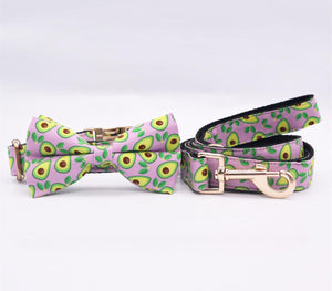 Avocado Pattern Personalized Pet Collar With Leashes