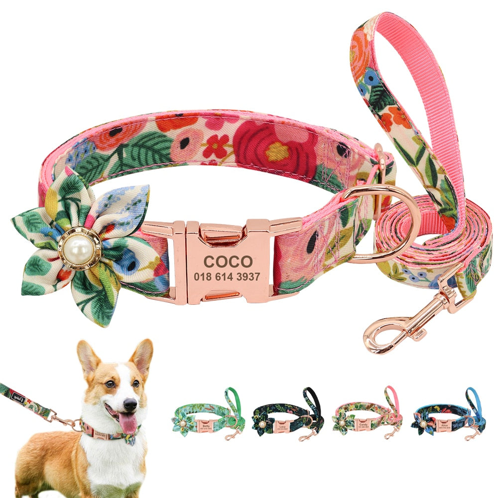 Designer Florals: Personalized Dogs Flower Collars